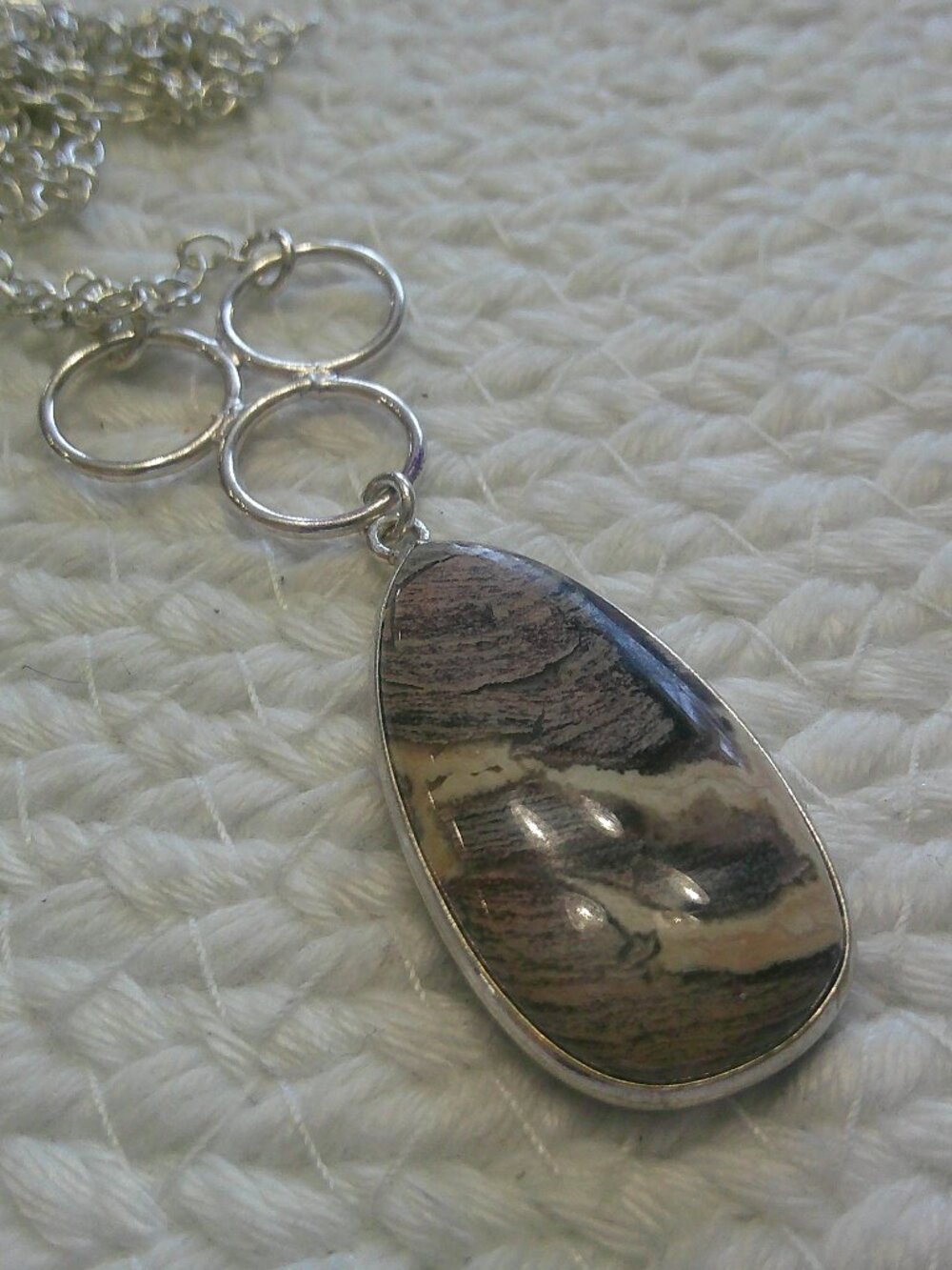Beautiful MONEY AGATE Handmade Sterling 925 Pendant/Chain #337F